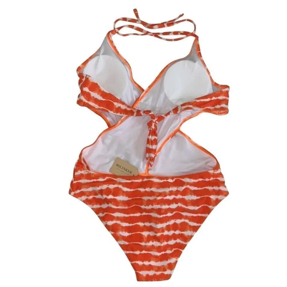 NWT Halter Cutout Tie-Dye One-piece Swimsuit Medium